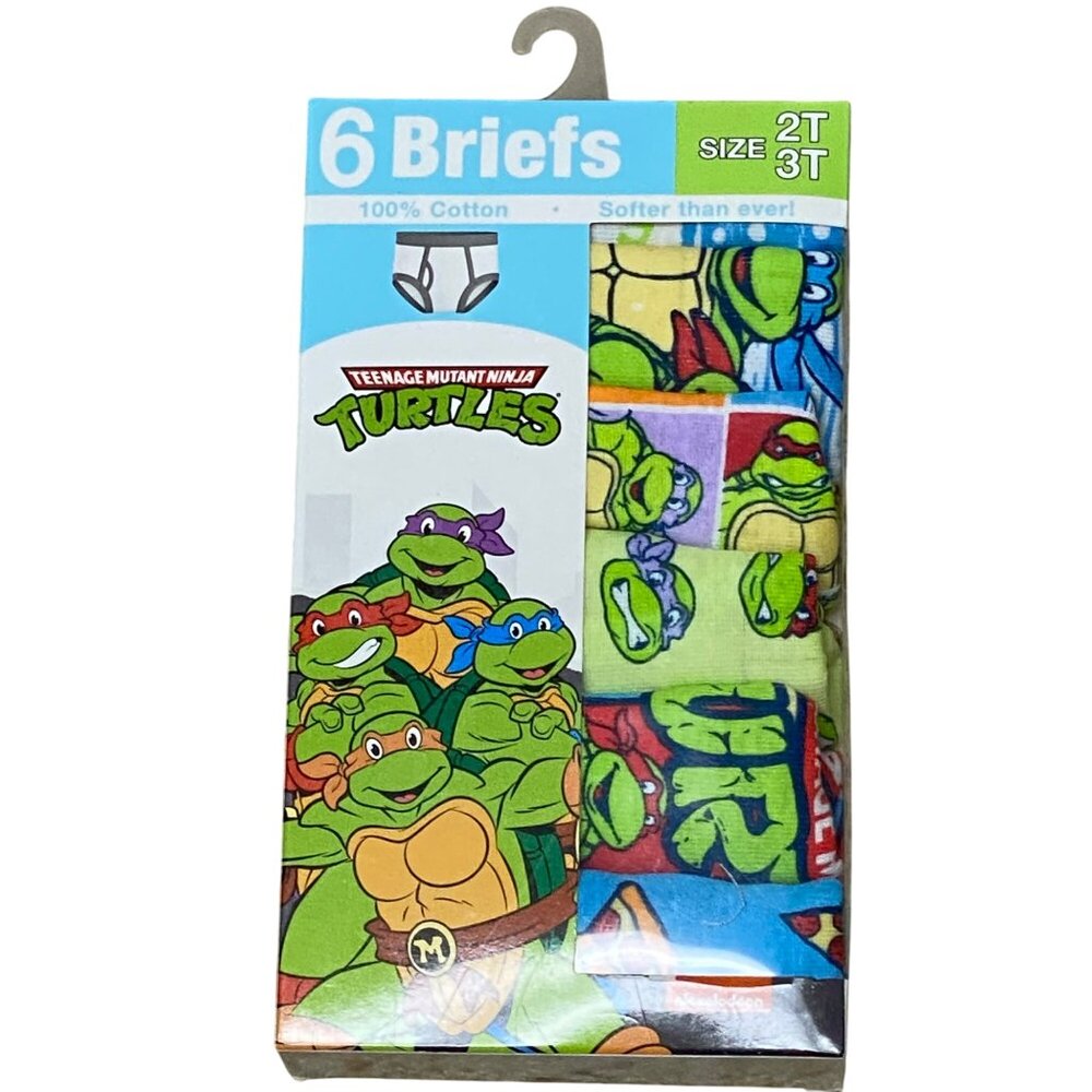 Teenage Mutant Ninja Turtles Boys 6-Pack Briefs Size 2T/3T 100% Cotton NIB
